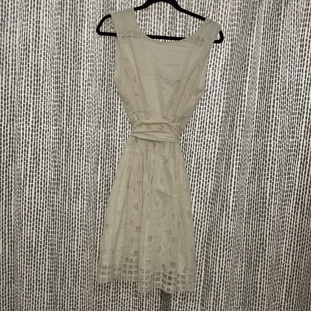 White Lace Knee Length Dress